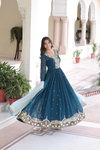 KA 1217 Faux Georgette With Zari Embroidery Work Gown With Dupatta Wholesale In India